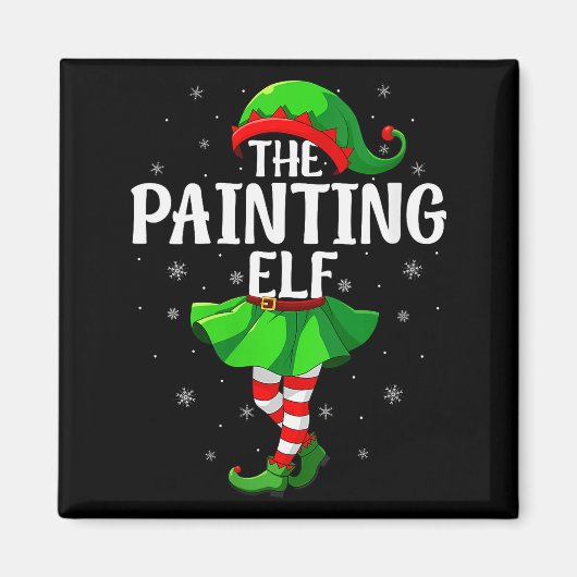 Womens Painting Elf Christmas Girls Women Elf Squa Magneet (Voorkant)