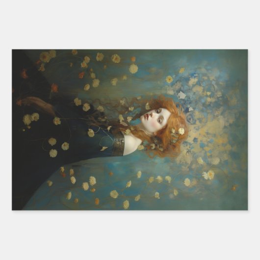 Women's paintings with gold accents decoupage  inpakpapier vel (Voorkant)