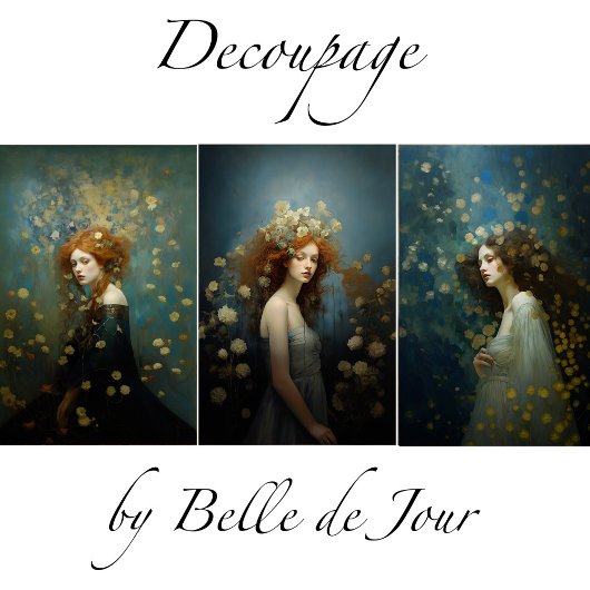 Women's paintings with gold accents decoupage inpakpapier vel