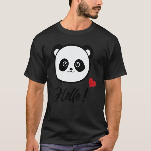 Womens  Panda 'hello' T-shirt (Voorkant)