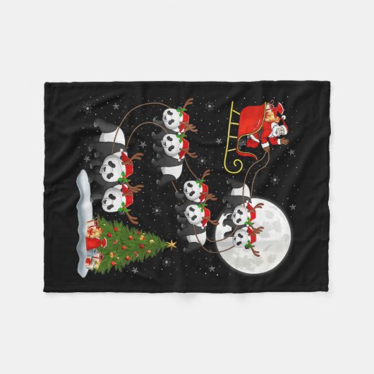 Womens Panda Santa Sleigh Flying Funny Magical Chr Fleece Deken (Voorkant (Horizontaal))