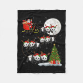 Womens Panda Santa Sleigh Flying Funny Magical Chr Fleece Deken (Voorkant)
