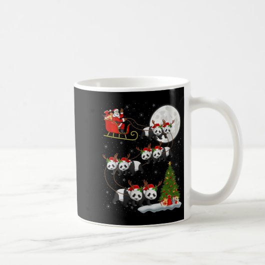 Womens Panda Santa Sleigh Flying Funny Magical Chr Koffiemok (Rechts)