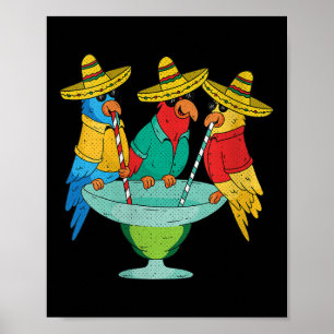 Womens Parrot Cinco De Mayo Funny Drink Tequila Poster