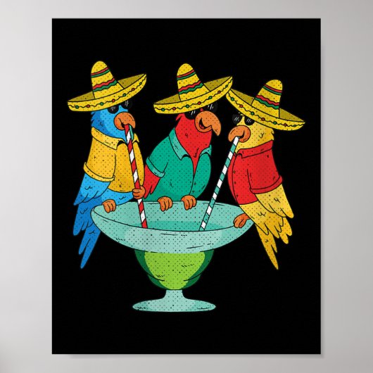 Womens Parrot Cinco De Mayo Funny Drink Tequila Poster (Voorkant)