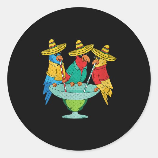 Womens Parrot Cinco De Mayo Funny Drink Tequila Ronde Sticker (Voorkant)