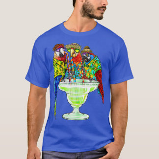 Womens Parrots Drink Margarita Hawaiian Vacati T-shirt