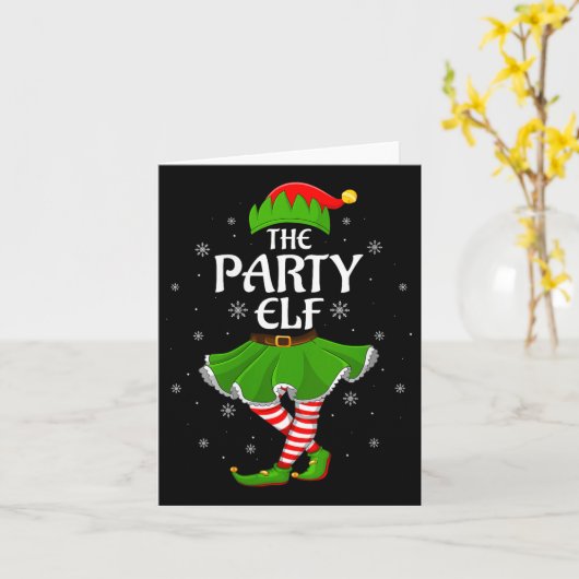 Womens Party Elf Christmas Family Girls Women Elf  Kaart (Gele Bloem)