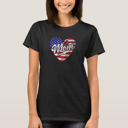 Womens Patriotic American Flag Heart Equestrian Mo T-shirt (Voorkant)