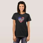 Womens Patriotic American Flag Heart Equestrian Mo T-shirt (Voorkant volledig)