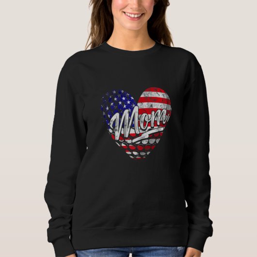 Womens Patriottic American Flag Heart Golf Mam Mot Trui (Voorkant)