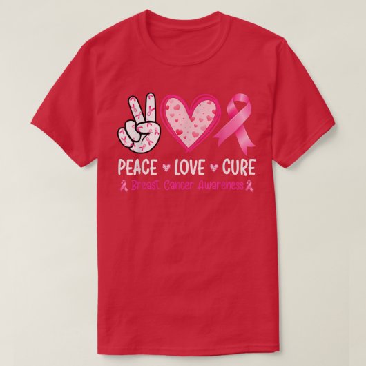Womens Peace Love Cure Breast Cancer Awareness Fig T-shirt (Design voorkant)