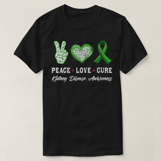 Womens Peace Love genezing nier disease awareness  T-shirt (Design voorkant)