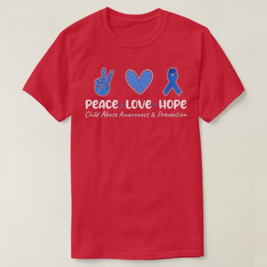 Womens Peace Love Hope Child Abuse Awareness Preve T-shirt (Design voorkant)