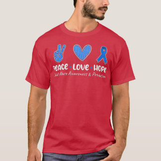 Womens Peace Love Hope Child Abuse Awareness Preve T-shirt