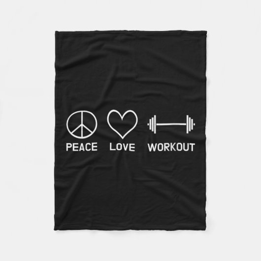 Womens Peace Love Workout Motivational Fitness Say Fleece Deken (Voorkant)