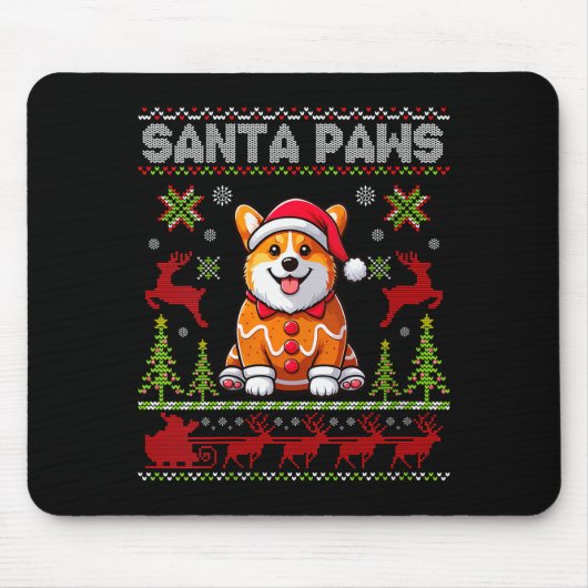 Womens Pembroke Welsh Corgi Santa Paws Merry Chris Muismat (Voorkant)