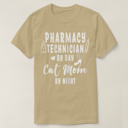 Womens Pharmacy Technician By Day Cat Mom By Night T-shirt (Design voorkant)