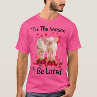 Womens Pig Love Hearts Balloons Valentijnsdag Lov T-shirt