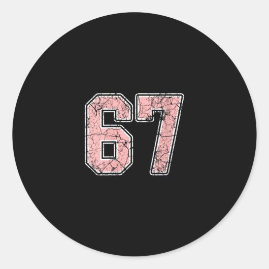 Womens Pink And White Number 67 Jersey Player Unif Ronde Sticker (Voorkant)