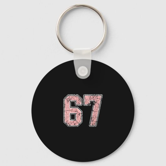 Womens Pink And White Number 67 Jersey Player Unif Sleutelhanger (Voorkant)