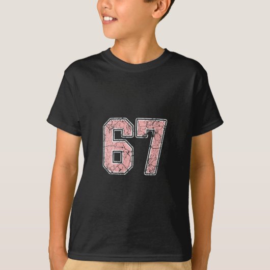 Womens Pink And White Number 67 Jersey Player Unif T-shirt (Voorkant)