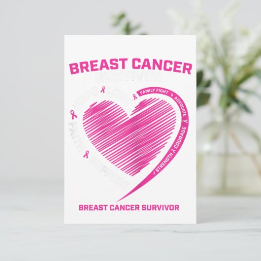 Womens Pink Breast Cancer Survivor Gifts Women Mom RSVP Kaartje (Staand voorkant)