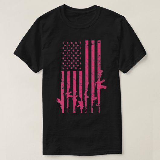 Womens Pink Pro Pistool Verenigde Staten Vlag Funn T-shirt (Design voorkant)