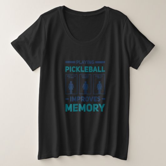 Womens Playing Pickleball Improves Memory Dink Pla Grote Maat T-shirt (Design voorkant)