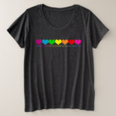 Women's Plus Pride Rainbow Hearts Love is Love Grote Maat T-shirt (Design voorkant)