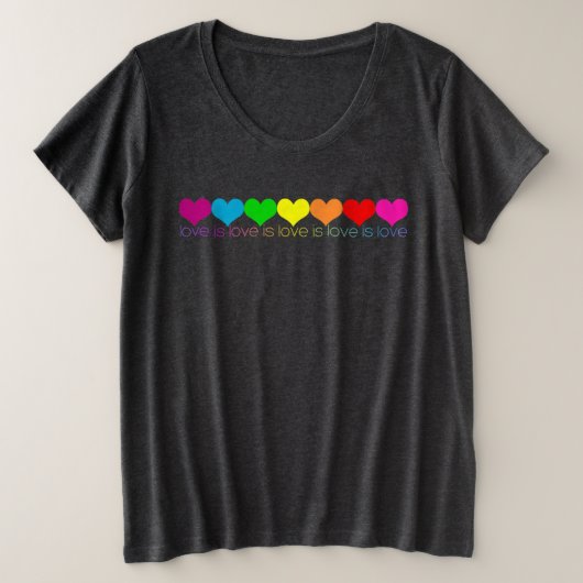 Women's Plus Pride Rainbow Hearts Love is Love Grote Maat T-shirt (Design voorkant)