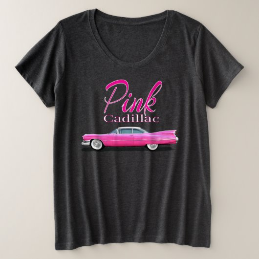 Women's Plus Sized Pink Cadillac T-Shirt (Design voorkant)