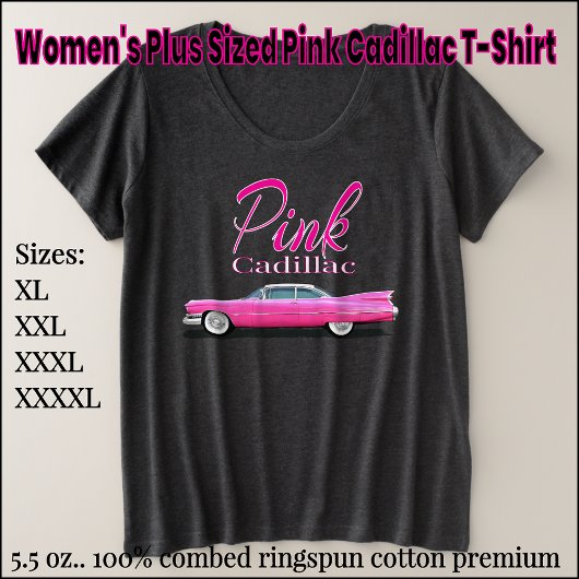 Women's Plus Sized Pink Cadillac T-Shirt