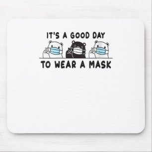 Womens Polar Beer Black Beer Wearing Face Mask Muismat