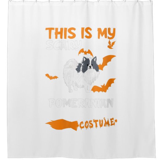 Womens Pomeranian Black And White Costume Douchegordijn (Voorkant)