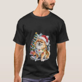 Womens Pomeranian Christmas Dog with Santa Hat and T-shirt (Voorkant)