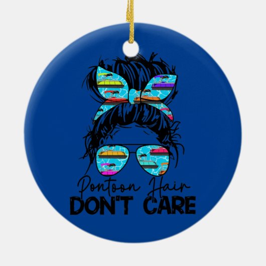 Womens Pontoon Hair Let niet op Bun Pontoon Keramisch Ornament (Achterkant)