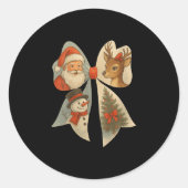 Womens Preppy Christmas Coquette Bow Reindeer Snow Ronde Sticker (Voorkant)