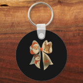 Womens Preppy Christmas Coquette Bow Reindeer Snow Sleutelhanger (Voorkant)