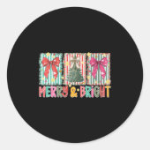 Womens Preppy Coquette Bow Christmas Tree Merry An Ronde Sticker (Voorkant)