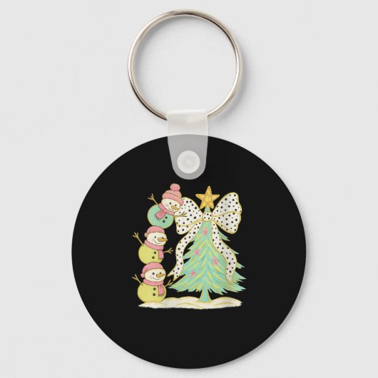 Womens Preppy Coquette Christmas Snowm 2025 Funny  Sleutelhanger (Voorkant)