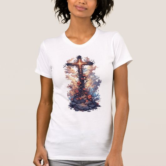 Women's Pretty Christian Cross Tee Shirt (Voorkant)