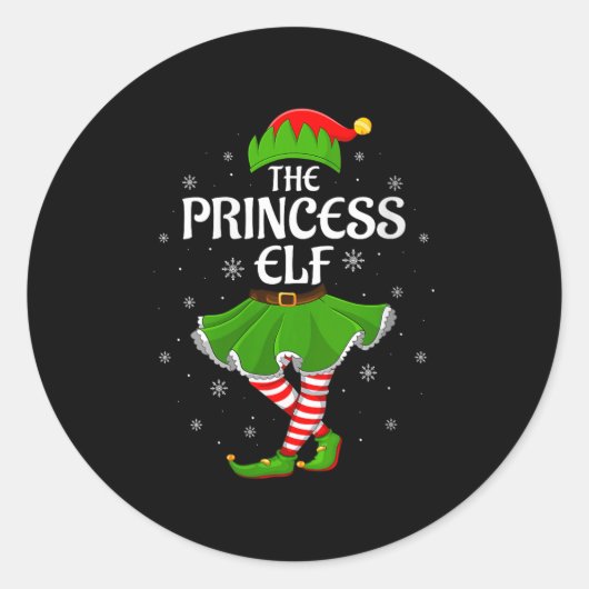 Womens Princess Elf Christmas Family Girls Women E Ronde Sticker (Voorkant)