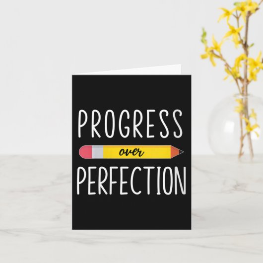 Womens Progress Over Perfection Motivational Back  Kaart (Gele Bloem)