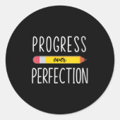 Womens Progress Over Perfection Motivational Back  Ronde Sticker (Voorkant)