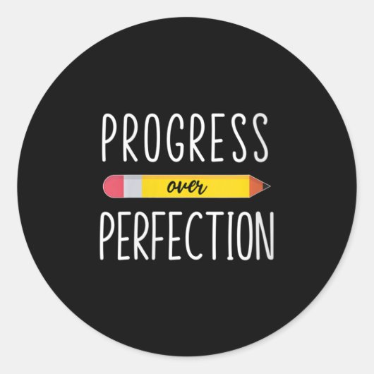 Womens Progress Over Perfection Motivational Back  Ronde Sticker (Voorkant)