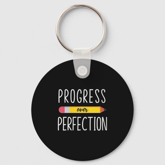 Womens Progress Over Perfection Motivational Back Sleutelhanger (Voorkant)