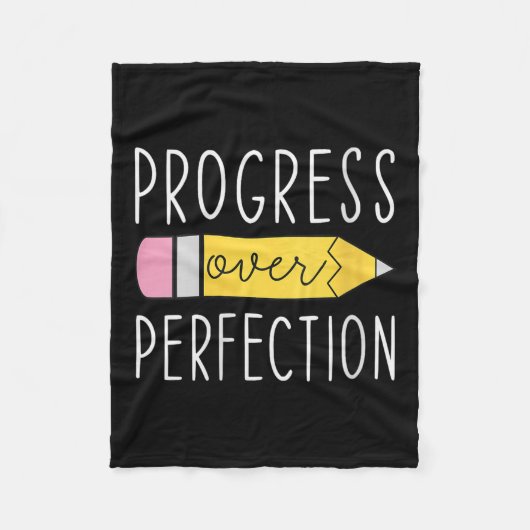 Womens Progress Over Perfection Motivational Teach Fleece Deken (Voorkant)