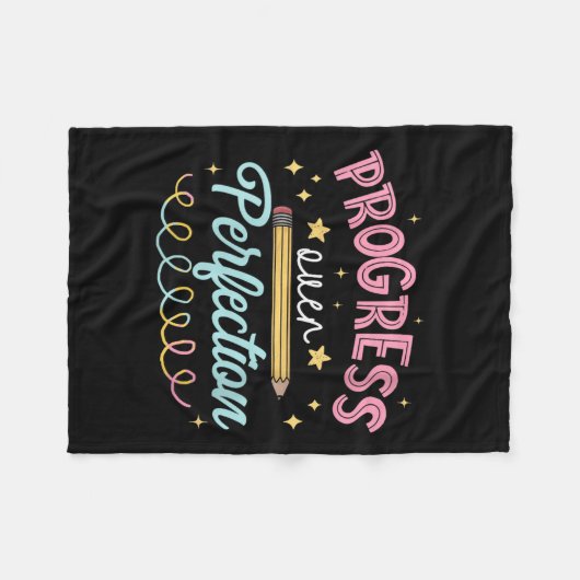 Womens Progress Over Perfection Motivational Teach Fleece Deken (Voorkant (Horizontaal))