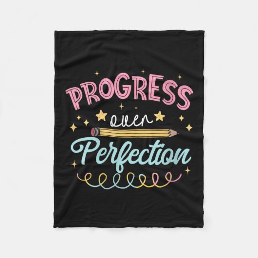 Womens Progress Over Perfection Motivational Teach Fleece Deken (Voorkant)